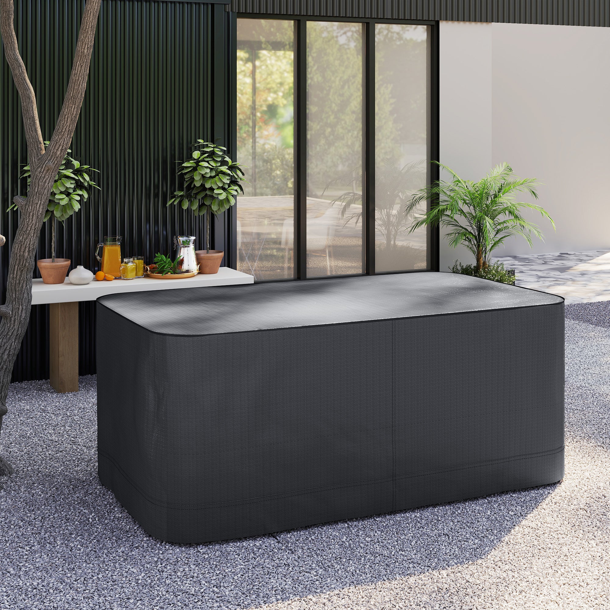 Garden Furniture Cover, Waterproof Rectangular Table Chair Set, 420D Oxford Fabric