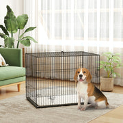 Foldable Dog Crate with 2 Doors, Tray, Soft Cushion, Black