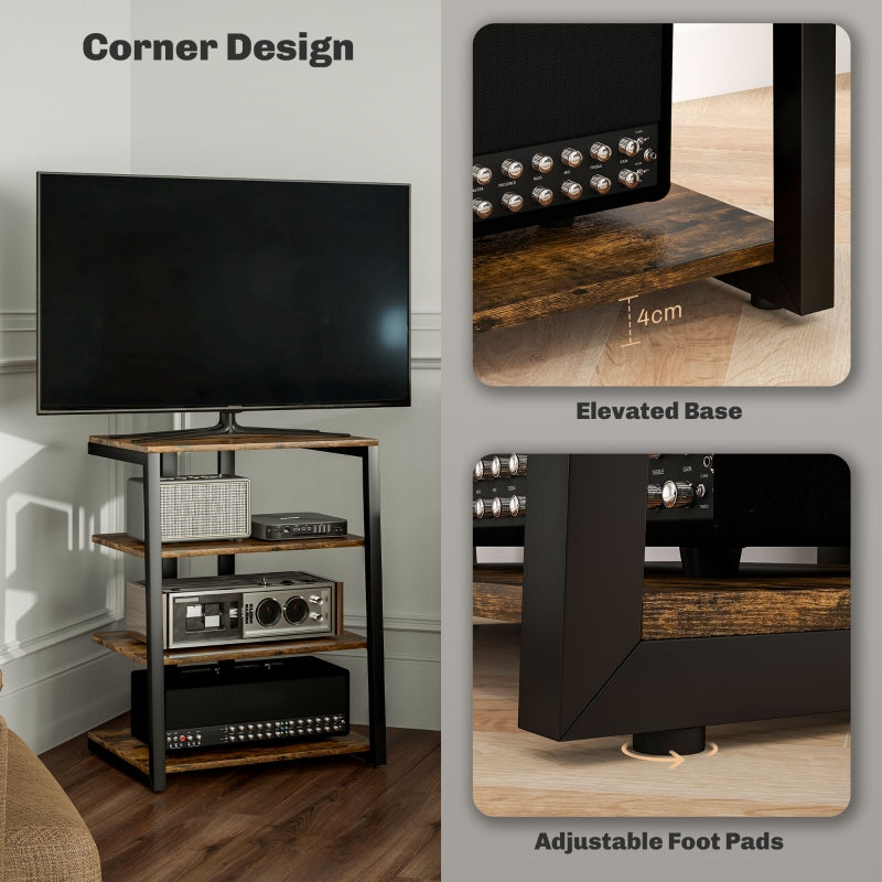 HiFi Stand, Four Storage Shelves, Rustic Brown