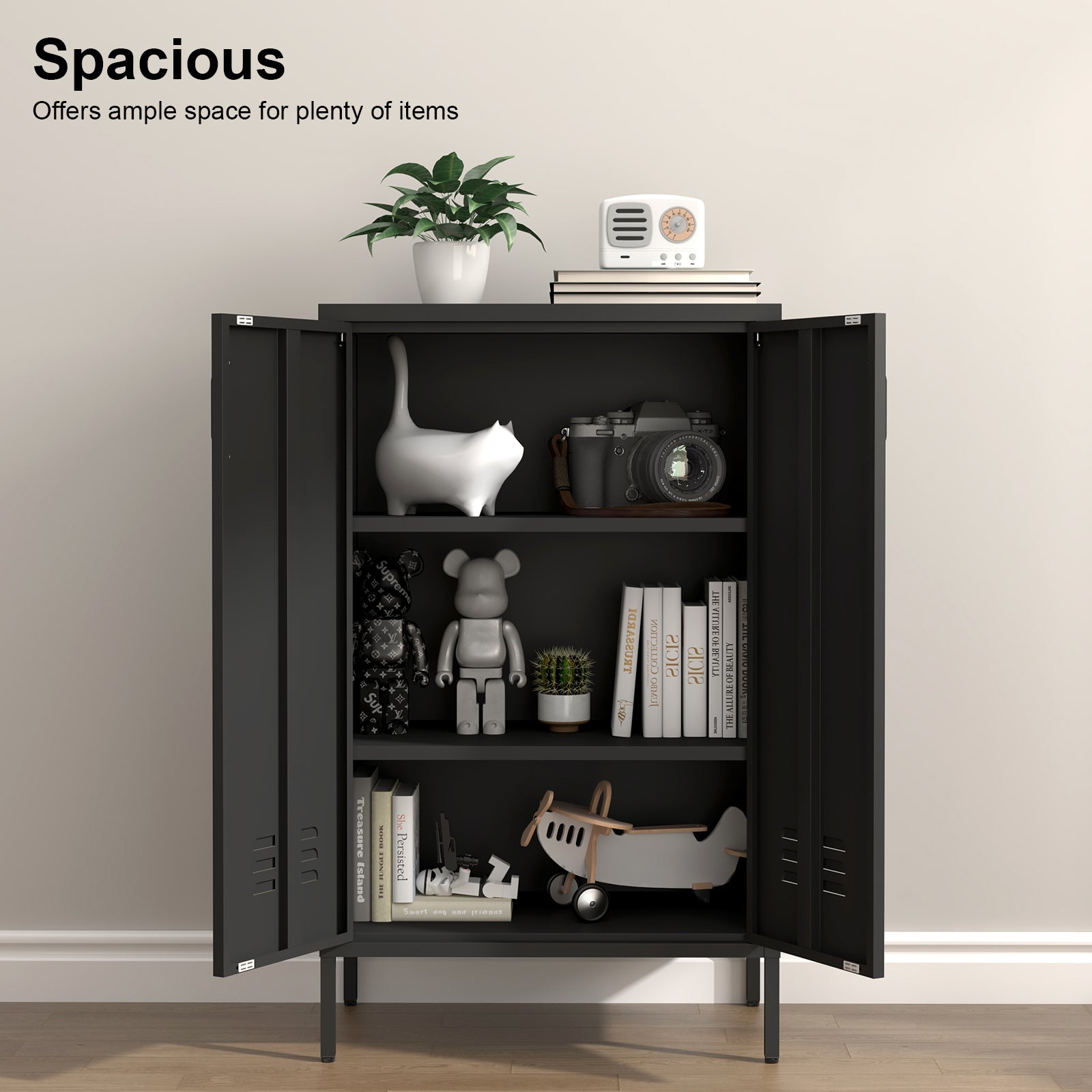 Steel Storage Cabinet 2 Door 2 Movable Shelves - Steel