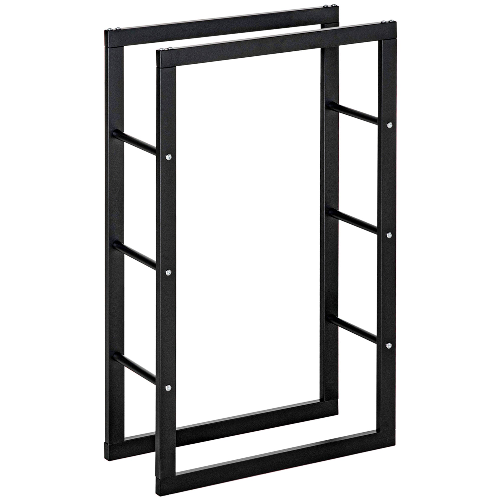 Firewood Holder Rack 100kg Capacity L60 x W25 x H100 cm Steel Black