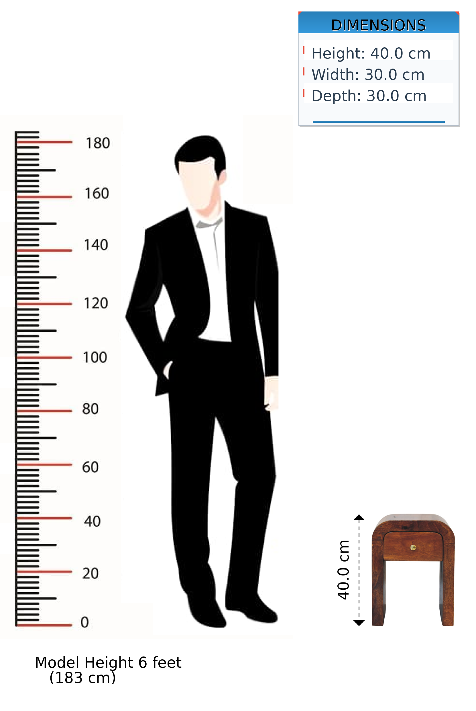 Mini Darcy Nightstand Curved Edges 1 Drawer Solid Wood Dark Brown