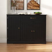Sideboard Modern Elegant 3 Doors 1 Drawer - Black