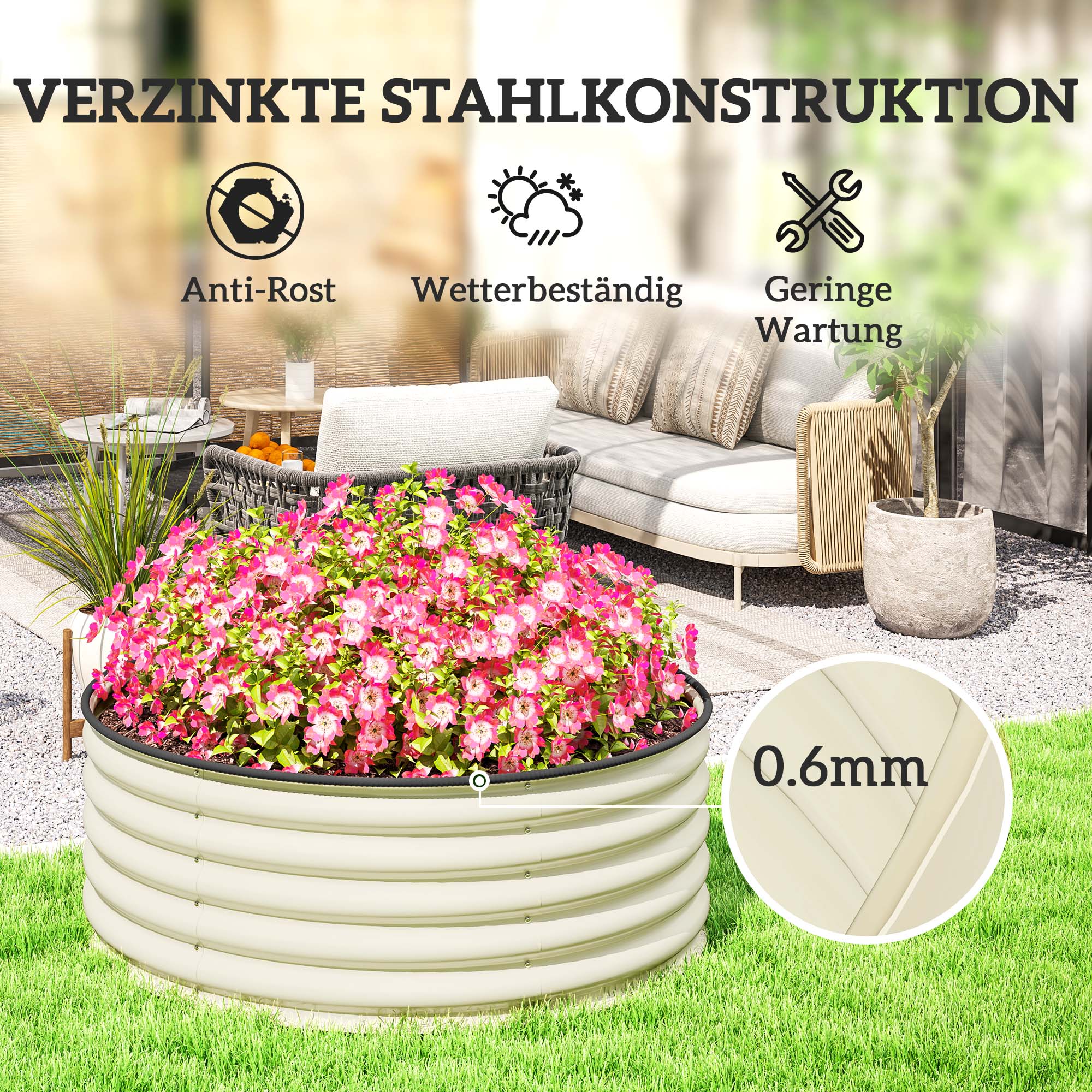 Raised Bed, Steel, 120x120x43cm, Steel