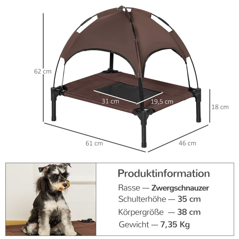 Outdoor Pet Bed, Elevated Canopy Dog Bed, Taffeta Fabric, Coffee