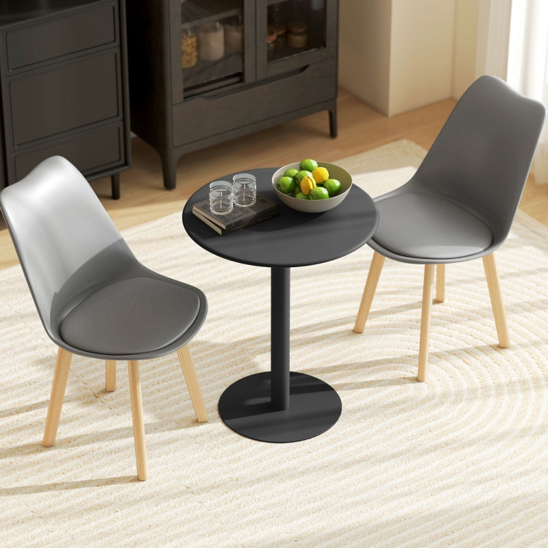 Dining Table, Round Modern 2-Person Ø60 x 72 cm Steel, Black