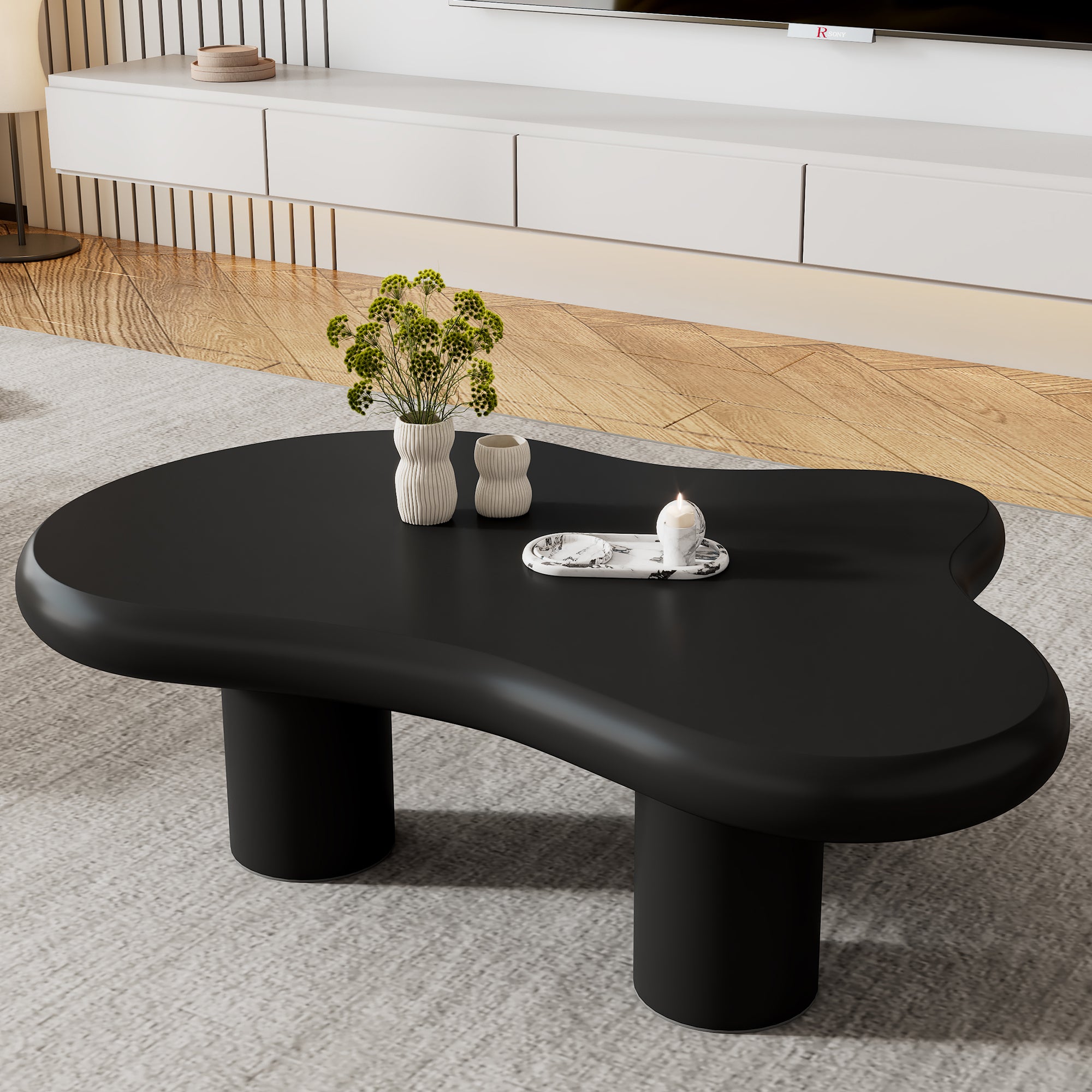 Coffee Table Irregular Cloud-Shaped 97x67x32cm - Lacquered MDF