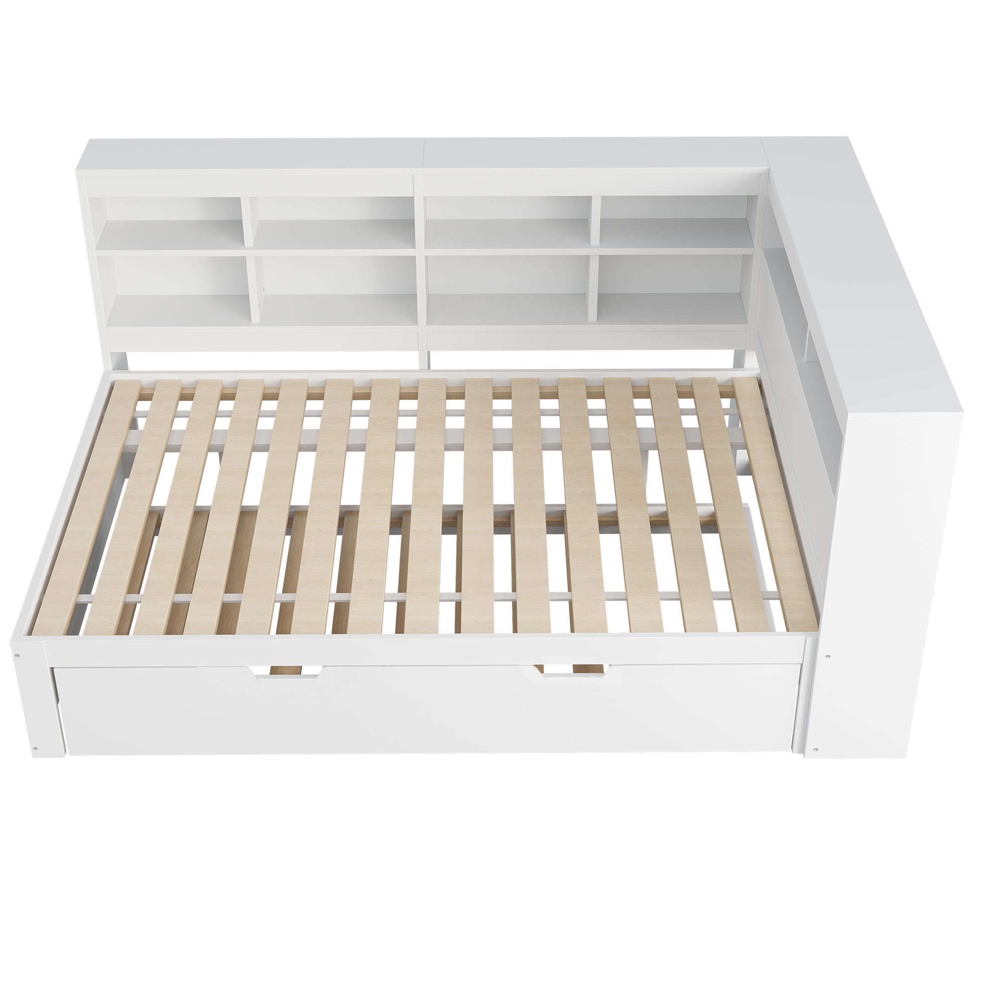 Sofa Bed with USB & Storage, Solid Wood, White