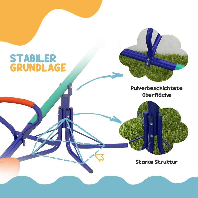 Children's Rocking Chair with 360° Rotation and 2-Seater Garden Rocker, UV-Resistant Metal