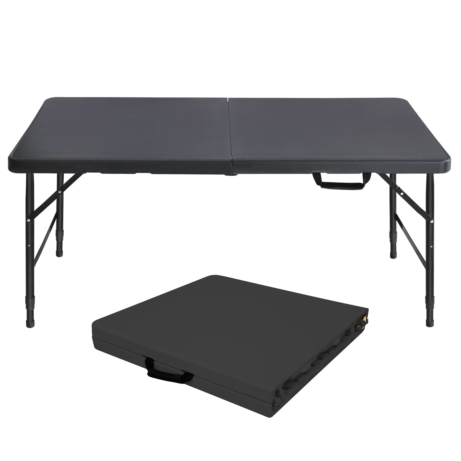 Folding Table 125cm, Portable Heavy Duty, Black