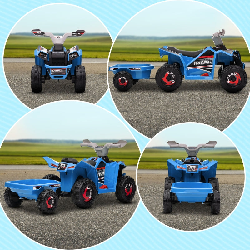 Kids' Quad, 2.5 km/h, Rechargeable, Trailer, Blue