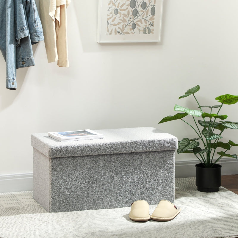 Storage Ottoman Upholstered Bench with Storage and Lid - Light Grey