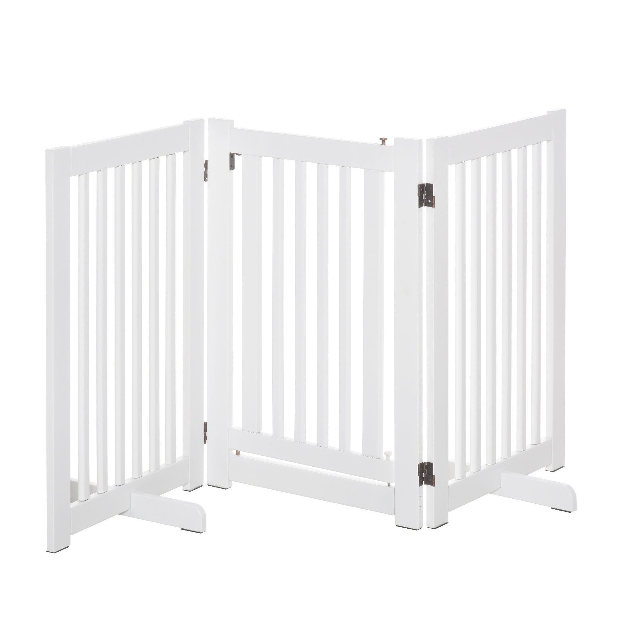 Wooden Dog Gate, Freestanding Adjustable Foldable, White