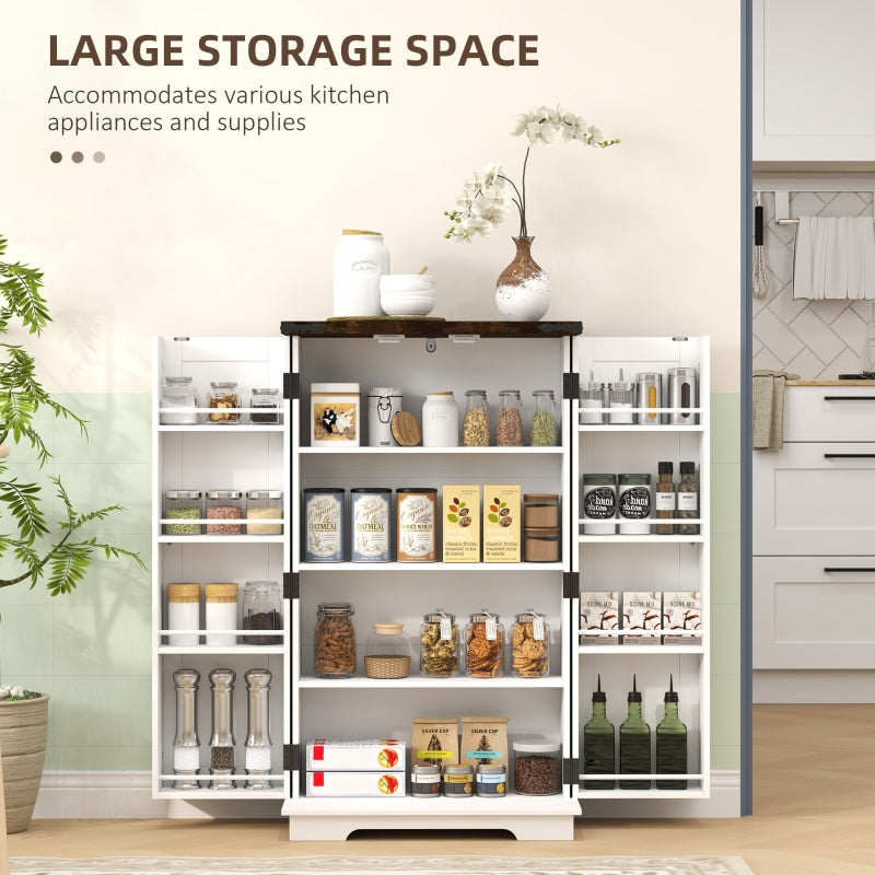 Multi-Storage Cabinet Farmhouse Style with Adjustable Shelves White