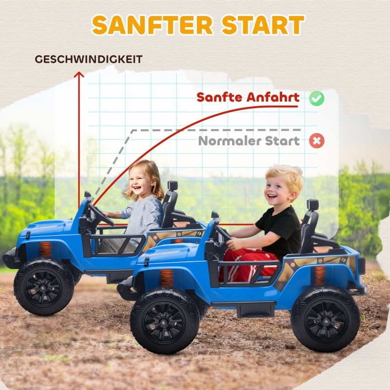 Electric Ride-on Car with Parent-Child Seat and 12V Battery, Blue