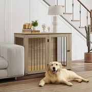 Dog Cage Furniture, Crate with Door & Window, Oak