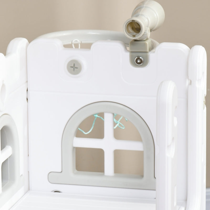 Children's Slide, 5 in 1 Toddler Slide with Basketball Hoop and Climbing Frame, Grey