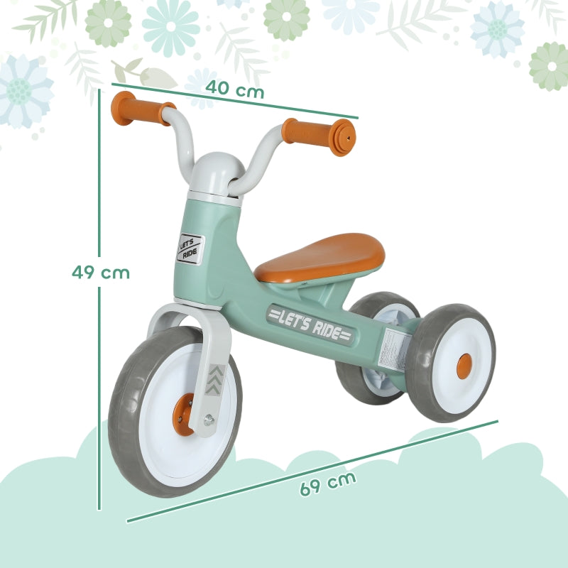 Toddler Balance Bike with 3 Silent Wheels for 12-36 Months Boys and Girls, Green