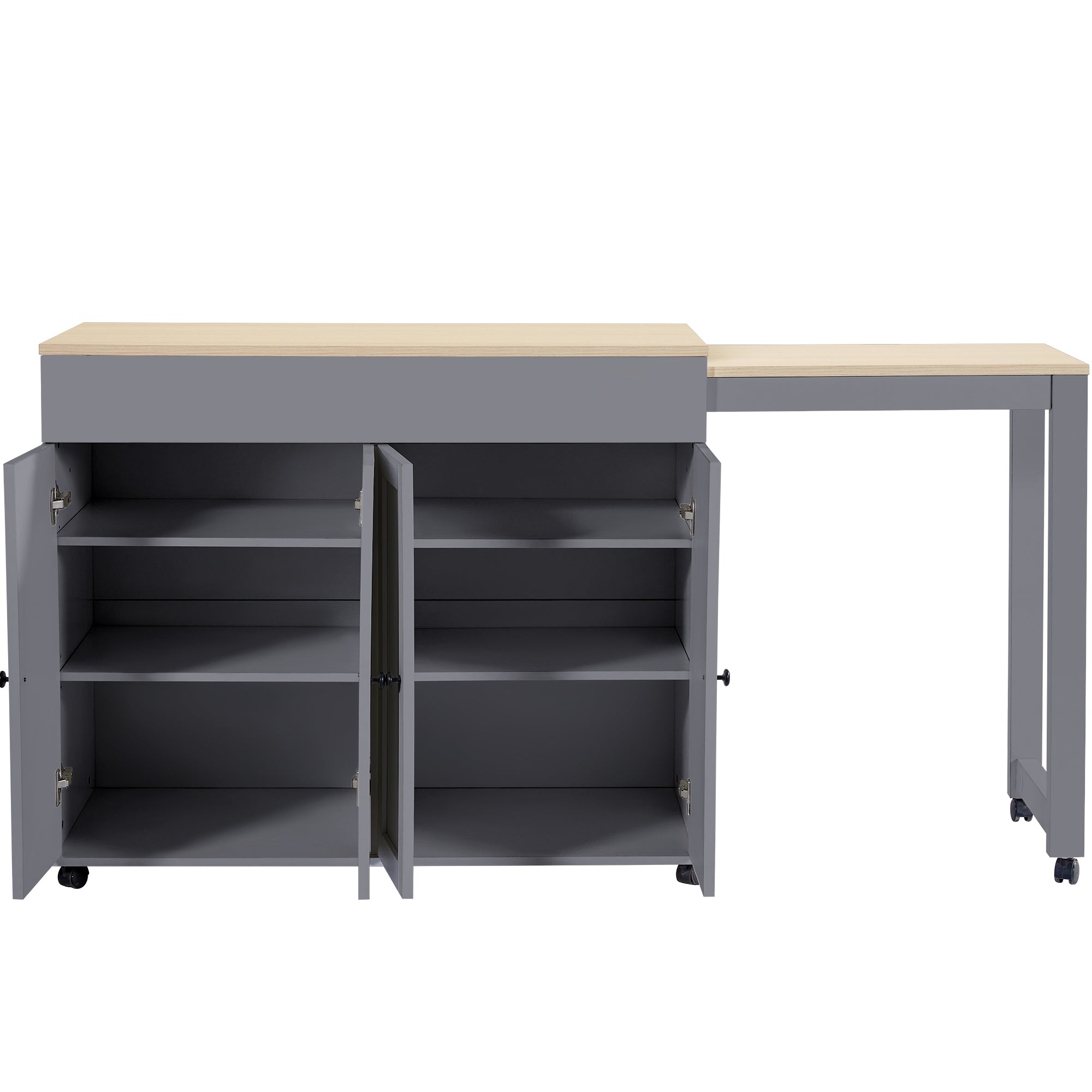Modern Extendable Bar Table Dining Bistro Storage 6 Shelves Grey
