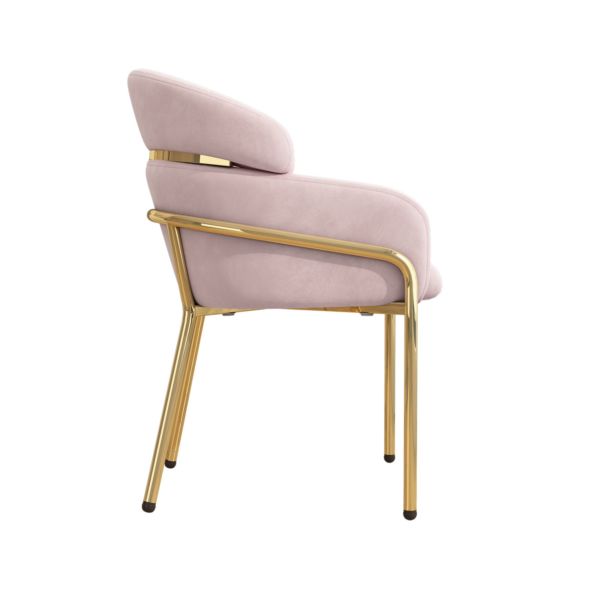Dining Chair, Single Light Luxury Leisure Chair with Metal Legs, Velvet Pink