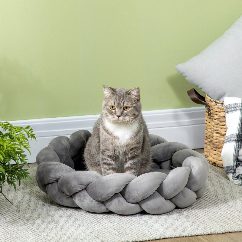 Pet Bed with Cushion, Washable, Grey