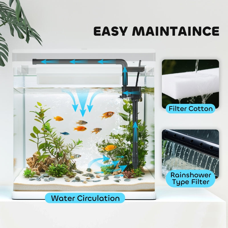 Aquarium Fish Tank, 28L with Filter and LED Lighting, Glass