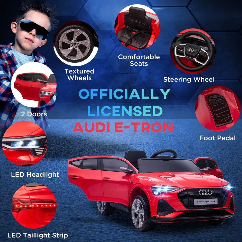 Audi E-tron 12V Electric Ride-On Car with Remote, Music, Lights, Suspension Wheels, Red