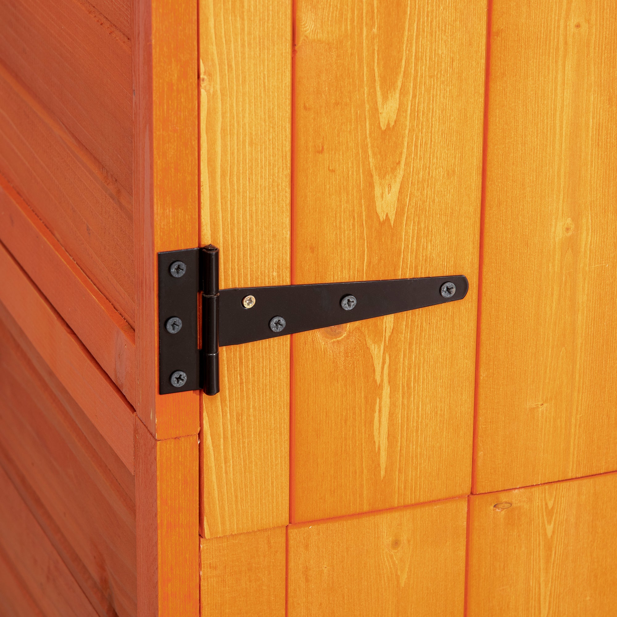 Wooden Outdoor Storage Shed, Compact Lockable Tool Shed with Shelves, Orange