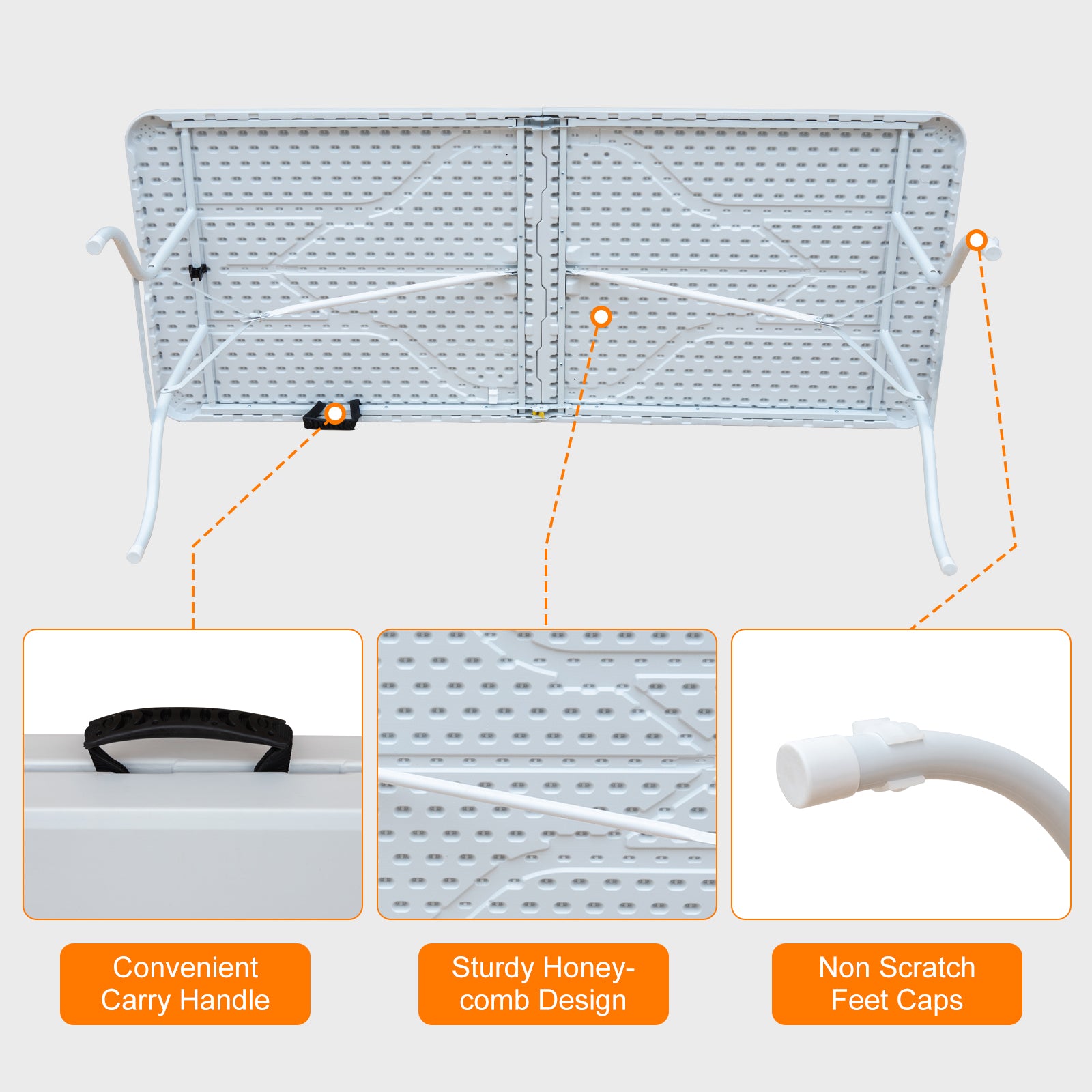 Portable Folding Table 180cm Heavy Duty (White)