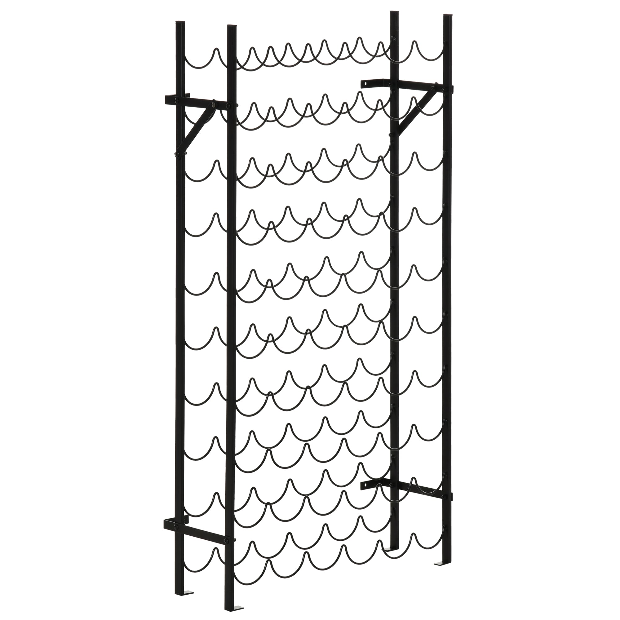 Wine Rack, 60 Bottles Wall-Mounted Metal, Black