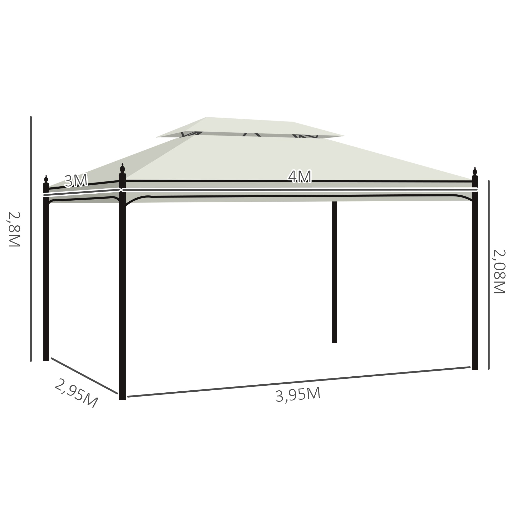 Luxury Pavilion Garden Pavilion 3x4 m, Party Tent Marquee, Cream