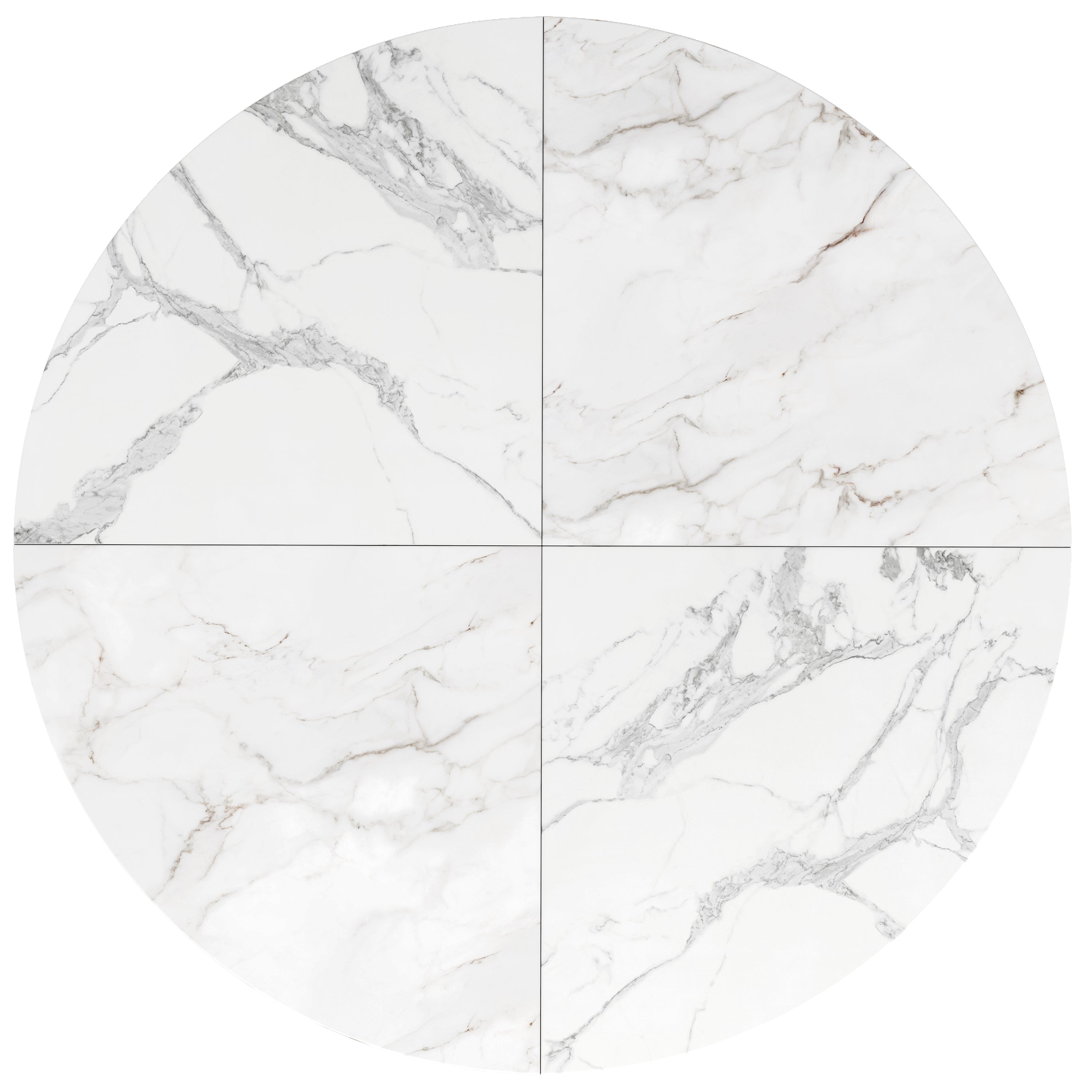 Round Dining Table 100cm 4-6 Seat Metal Ring Legs - Marbled MDF / Gold