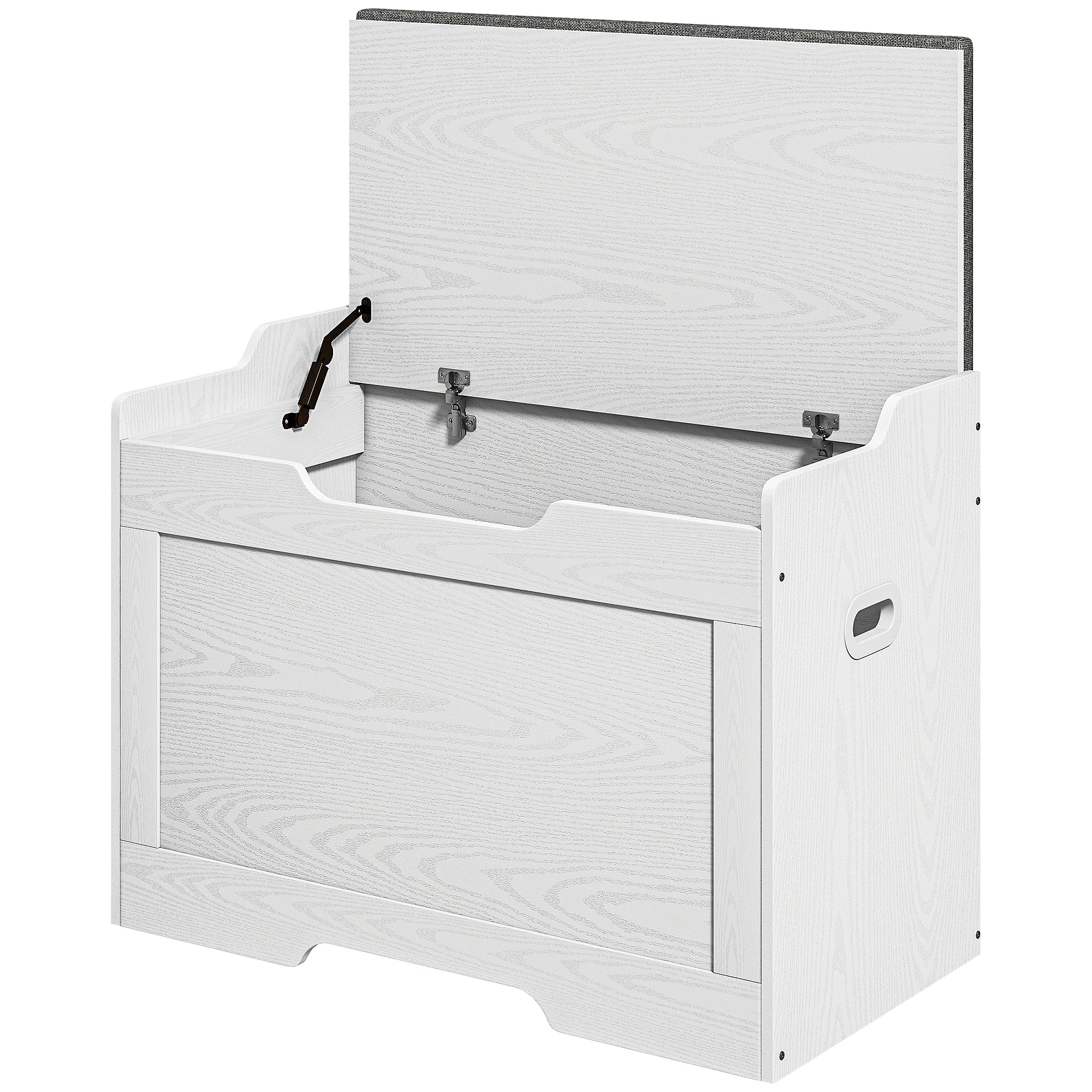 Storage Chest 103L Storage Bench Removable Seat Cushion, White