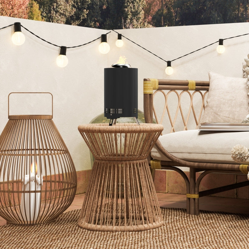 Fire Bowl 16x25cm Smoke-Free with Poker, Stainless Steel Black