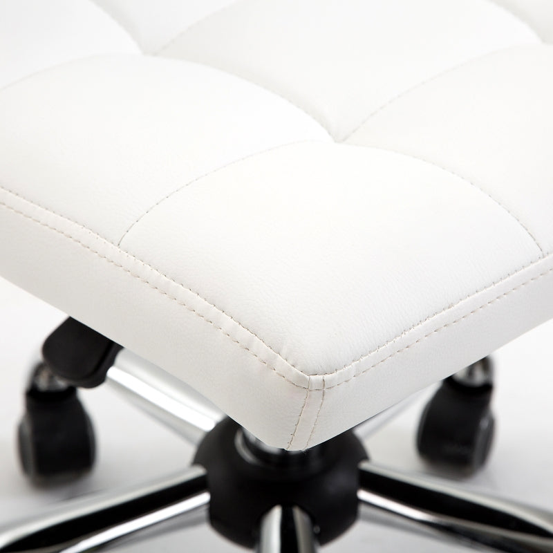 Office Chair, Ergonomic Height-Adjustable Swivel Chair, Faux Leather, White
