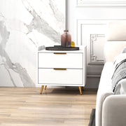 Bedside Table, Elegant Two-Drawer, White