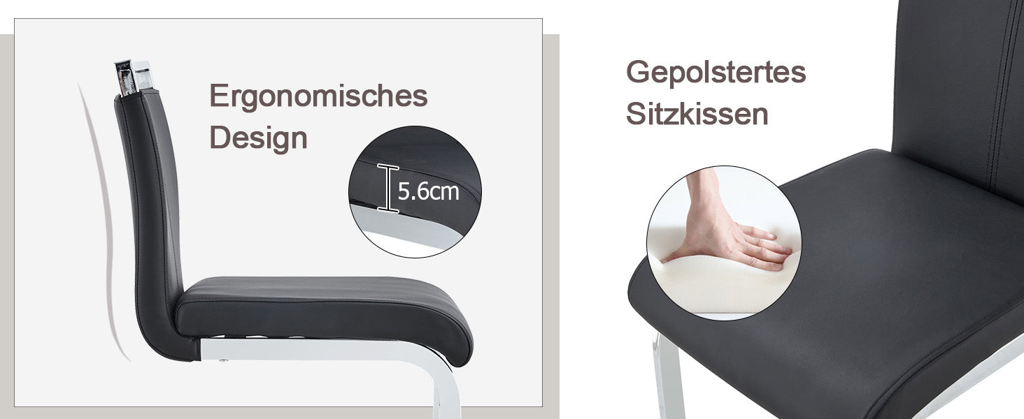 Bar Stools, Nordic Style, Set of 2, Black PU