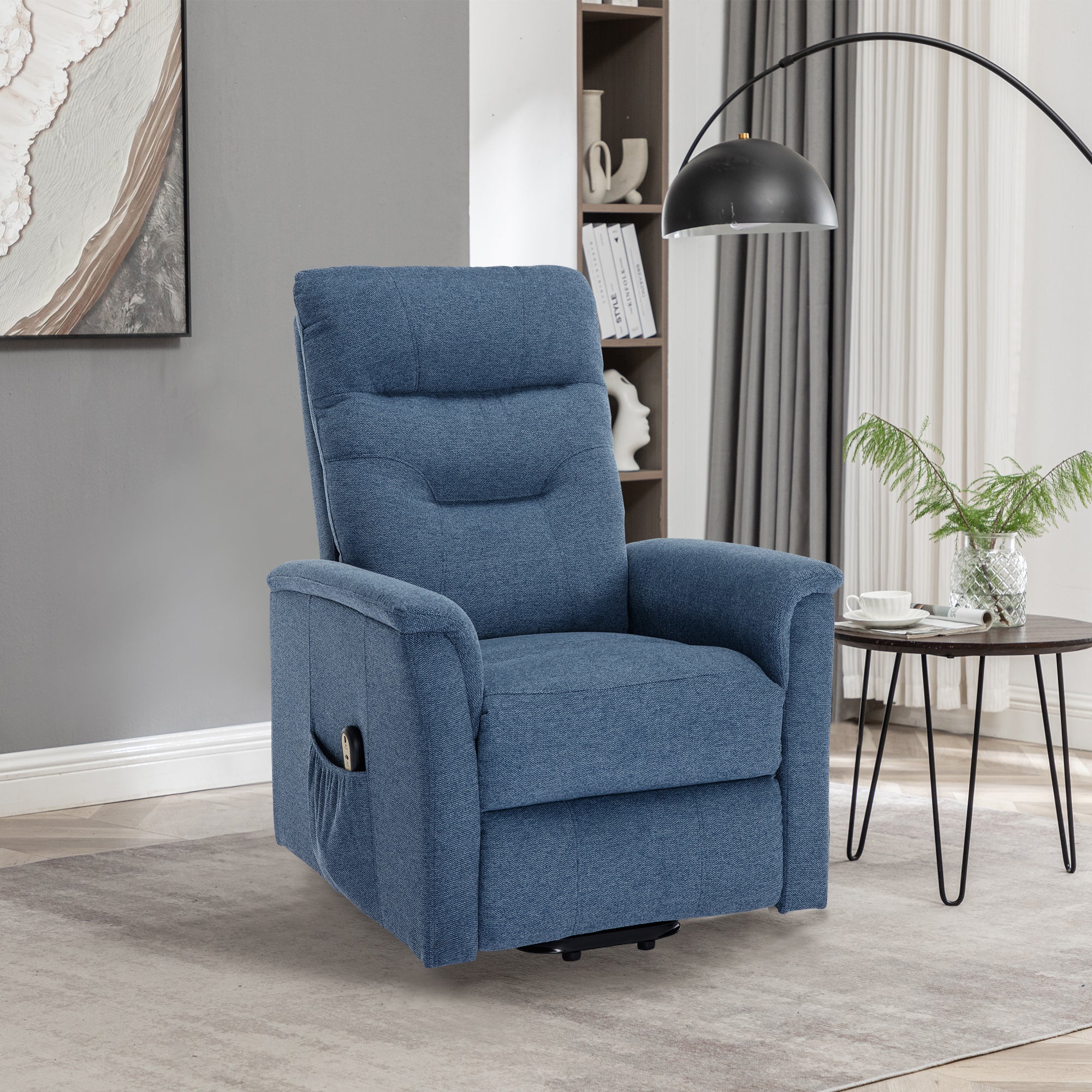 Electric Recliner Chair, Stand-Up Aid & Reclining Function, Blue