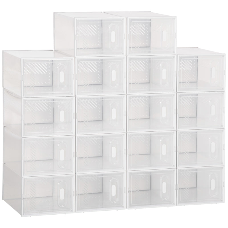 Modular Shoe Storage Boxes, 18-pack, Transparent Doors