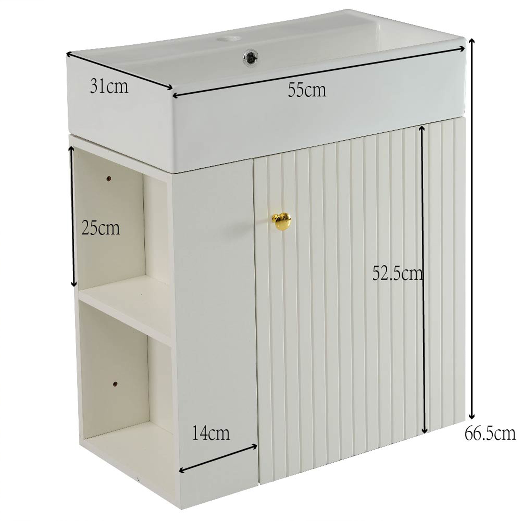 Bathroom Furniture Washbasin with Vanity Unit 55cm, Hanging White