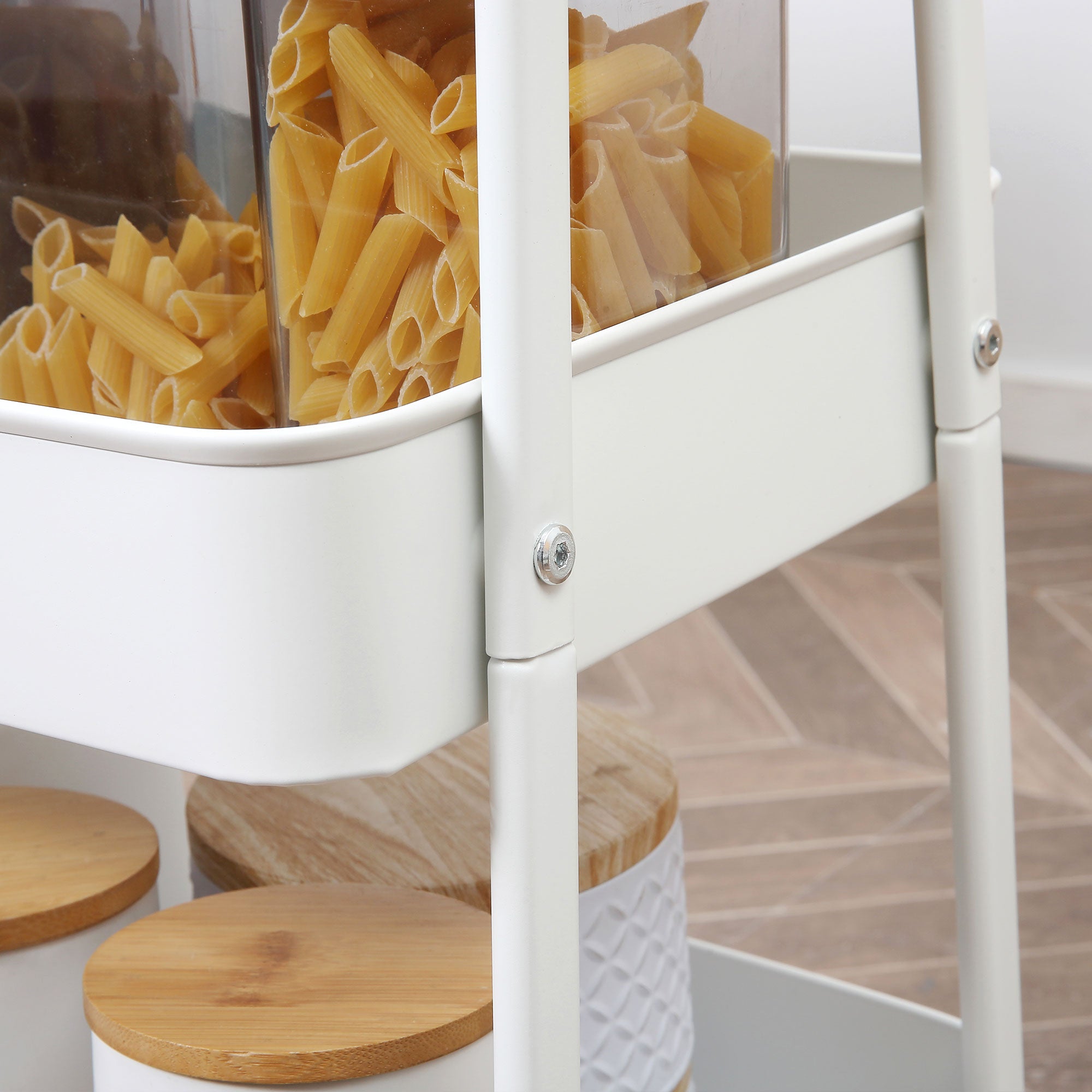 Kitchen Trolley 3-Tier Rolling Cart, Metal Steel White