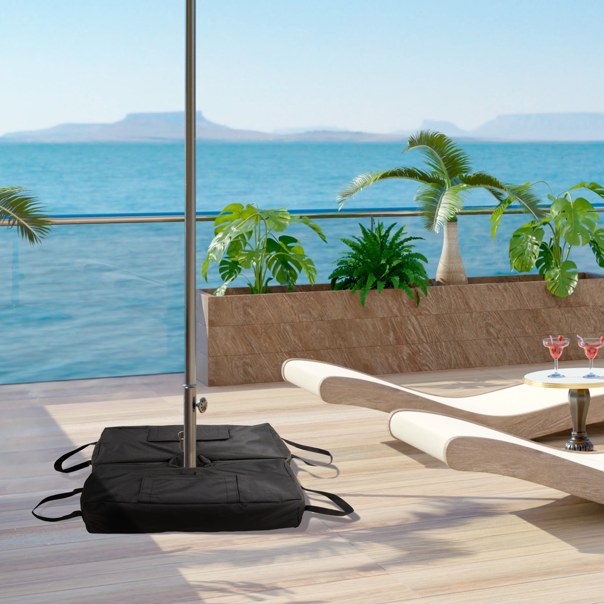 Parasol Stand Sandbag, 2x 50kg Fillable Bags with Shovel, Black