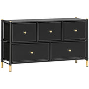 Chest of Drawers with Faux Leather Front, Black