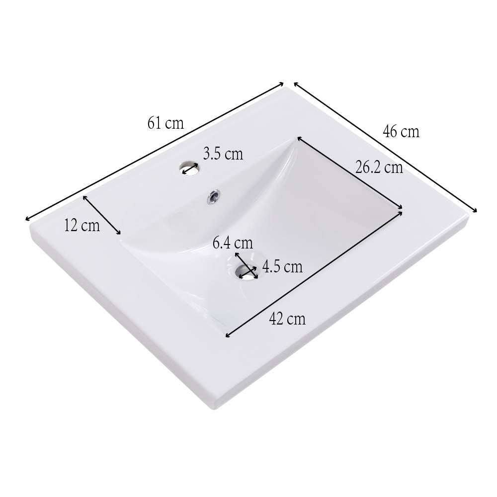 Bathroom Vanity Unit 60cm with Ceramic Washbasin & Shelf, White