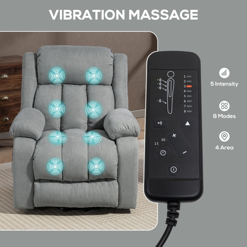 Eight-Point Massage Electric Lift Chair Linen Light Grey
