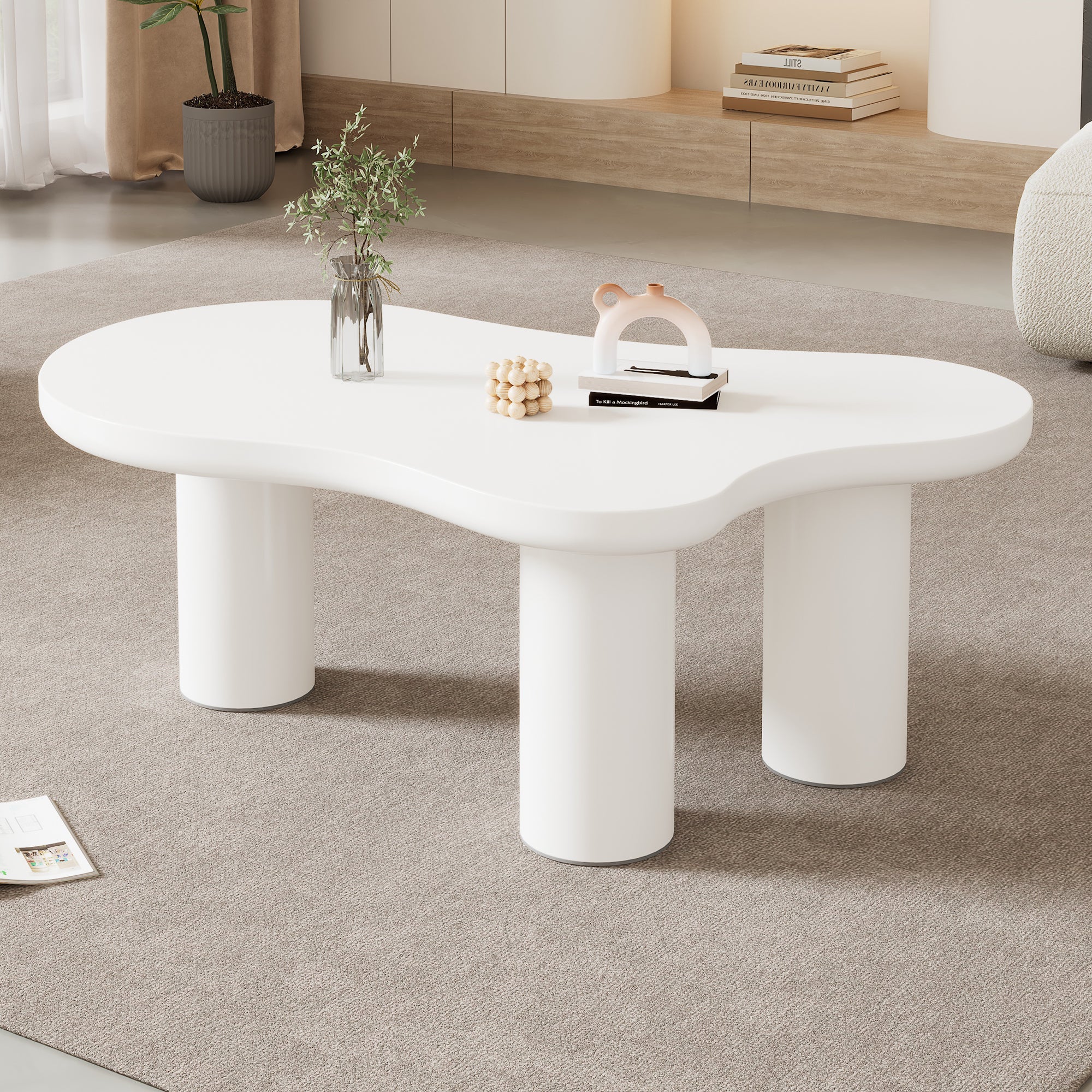Irregular Cloud Coffee Table MDF Tabletop PVC Legs