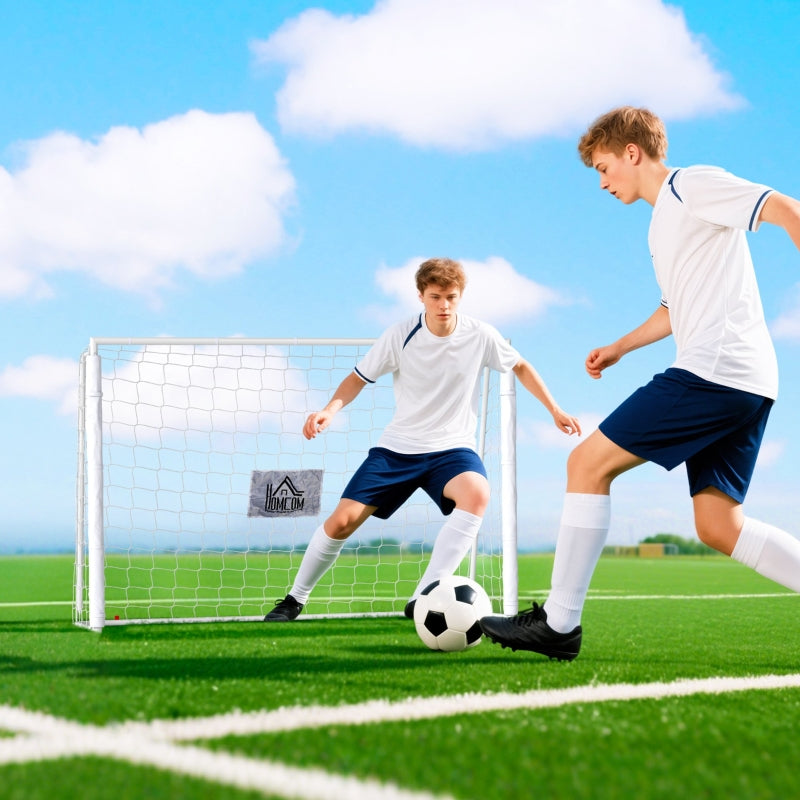 Children's Football Goal with Target Marker and Shock-Absorbing Sleeves, 186x123cm, White