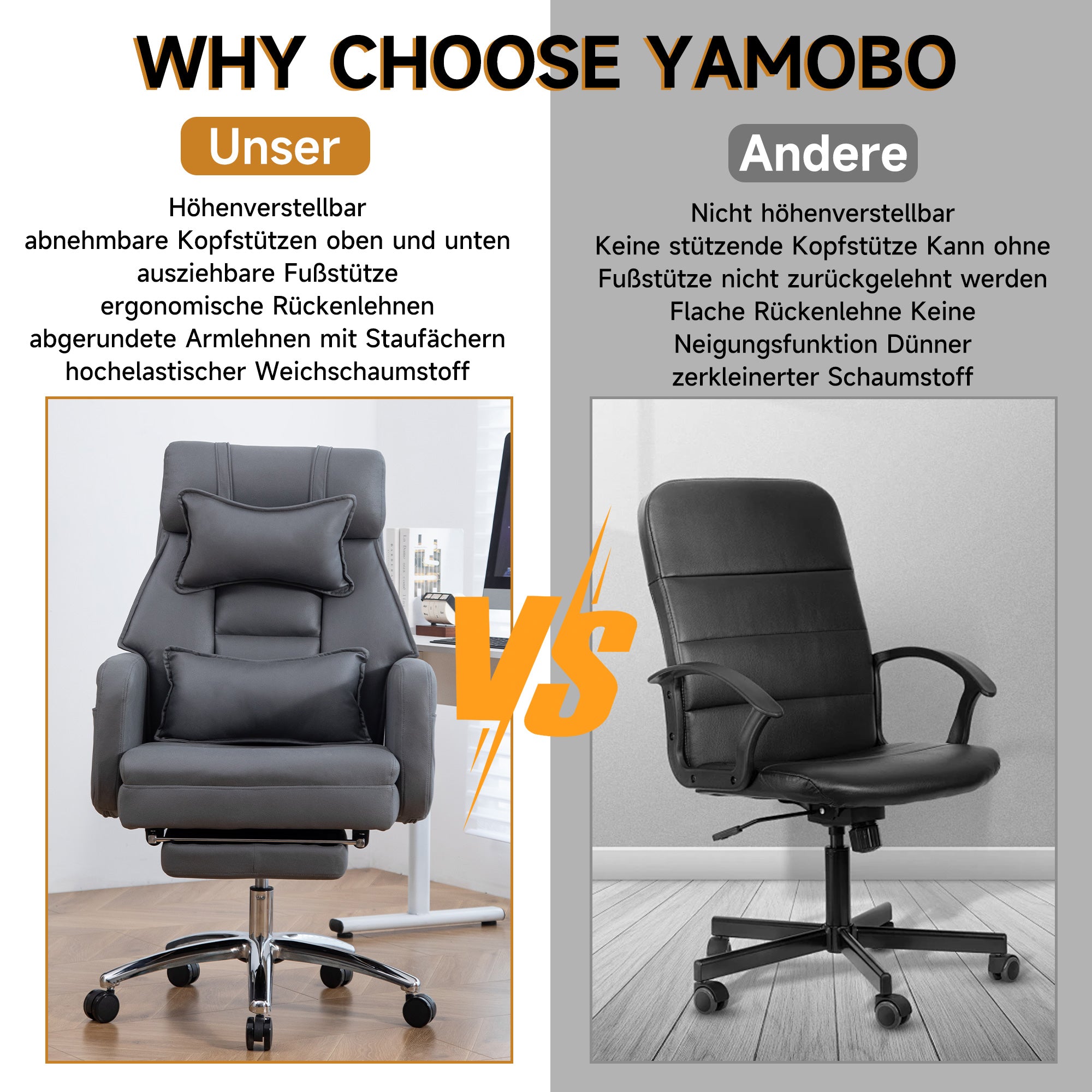 Swivel Office Chair, High Back with Lumbar Support & 155° Recline, Technology Leather Dark Grey