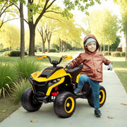 Electric Quad Bike for Kids with LED Headlights and Music, Yellow