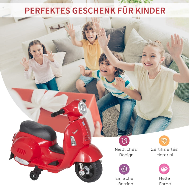 Vespa Electric Children's Motorcycle with LED Lights and Sound for Ages 18-36 Months, Red